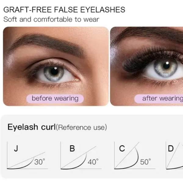 D Curl Russian Strip Lashes | Full Strip Eyelashes Volume Matte Black Strip Lashes D Curl - Image 2